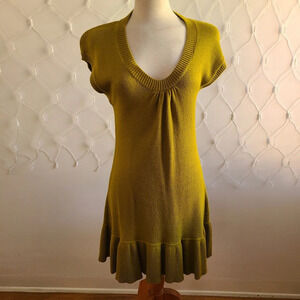 Anthropologie Sparrow Knit Dress | Citron | Size Large